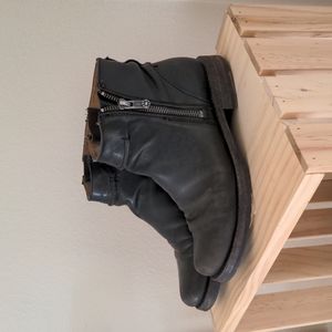 Frye distressed black zip booties